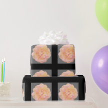 ピーチピンクイエローローズデザインオンブラックバックグラウンド