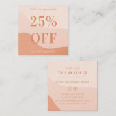 ピーチピンクウェーブズはっきりしたタイポグラフィスモールビジネス 割引カード (正面/裏面)