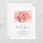 ピーチピンクウォーターカラーバラ 招待状 (正面/裏面)