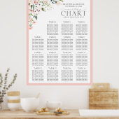 ピーチピンクウォーターカラーフローラ披露宴シート ポスター (キッチン)