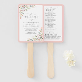 ピーチピンクウォーターカラーフローラ結婚式 プログラム ハンドファン