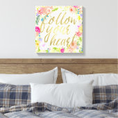 ピーチピンクウォーターカラー後を追フローラハート キャンバスプリント (インサイチュ (寝室))