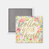 ピーチピンクウォーターカラー後を追フローラハート マグネット (正面/裏面)