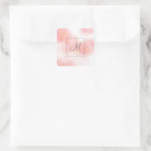 ピーチピンクウォーターカラー抽象芸術 スクエアシール (バッグ)