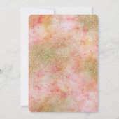 ピーチピンクウォーターカラー金ゴールドフェイクグリッター 招待状 (裏面)