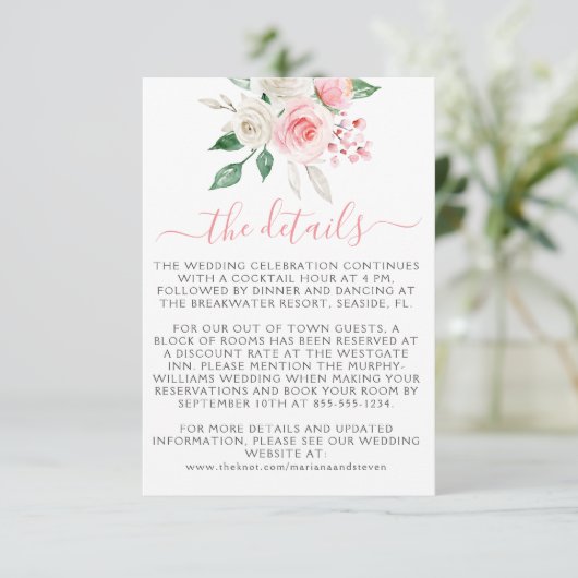 ピーチピンクウォーター結婚カラーフローラのエンクロージャカー エンクロージャーカード (スタンド正面)