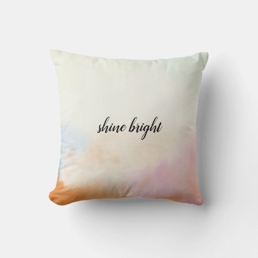 ピーチピンクオレンジブルーウォーターカラー絞り染め クッション (正面)