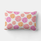 ピーチピンクオレンジ色の水色《植物》百日草パターン アウトドアクッション (裏面)