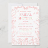 ピーチピンクガーデンチノイスリーブライダルシャワー 招待状 (正面)