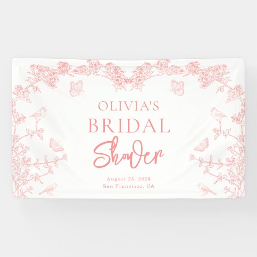 ピーチピンクガーデンチノイスリーブライダルシャワー 横断幕 (横)