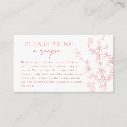 ピーチピンクガーデンチノイスリーレシピリクエスト エンクロージャーカード (正面)