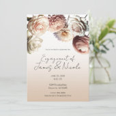 ピーチピンククリーミー白い花フローラ婚約 招待状 (スタンド正面)