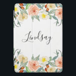 ピーチピンククリームウォーターカラーフローラボホ iPad PROカバー<br><div class="desc">美しい桃のピンクとクリームの水色の花と名前はカリグラフィスクリプトで、このiPadのケースは誰でも手にあなたのタブレットを見るたびに目のキャッチャーであることを確実に！</div>