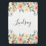 ピーチピンククリームウォーターカラーフローラボホ iPad PROカバー<br><div class="desc">美しい桃のピンクとクリームの水色の花と名前はカリグラフィスクリプトで、このiPadのケースは誰でも手にあなたのタブレットを見るたびに目のキャッチャーであることを確実に！</div>