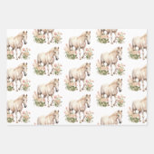 ピーチピンククリームチューリップストライプズホースフローラ ラッピングペーパーシート (正面2)