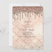 ピーチピンクグリッタードリップマーメイドスウィート16パーティー 招待状 (裏面)