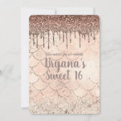 ピーチピンクグリッタードリップマーメイドスウィート16パーティー 招待状 (正面)
