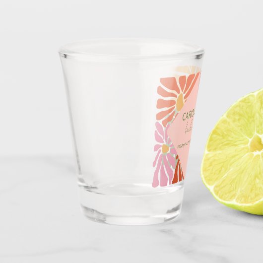 ピーチピンクグルーヴィフローラ抽象芸術 ショットグラス (左)