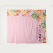 ピーチピンクグルーヴィフローラ抽象芸術 タペストリー (正面(横))