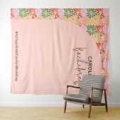 ピーチピンクグルーヴィフローラ抽象芸術 タペストリー (インサイチュ(横))