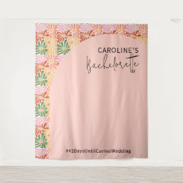 ピーチピンクグルーヴィフローラ抽象芸術 タペストリー