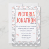 ピーチピンクグレイ動植物結婚ズ 招待状 (正面)