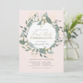 ピーチピンクコットンリースファーストホーリーコミュニオン 招待状 (スタンド正面)
