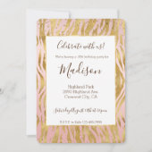 ピーチピンクゴールドグリッツゼブラプリント 招待状 (正面)