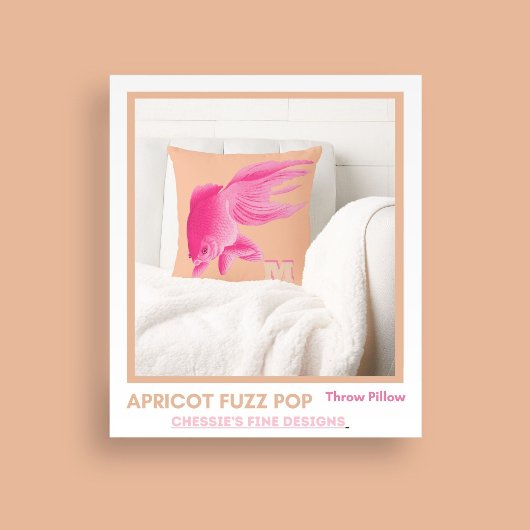 ピーチピンクゴールドフィッシュ大モダンポップ・アートの装飾用クッション クッション