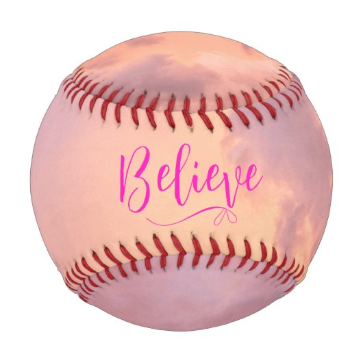 ピーチピンクスカイフォトスクリプトモダン引用文野球 野球ボール (裏面)