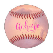 ピーチピンクスカイフォトスクリプトモダン引用文野球 野球ボール (正面)