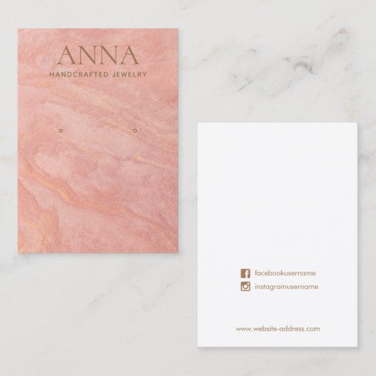 ピーチピンクストーンイヤリングディスプレイ 名刺 (正面/裏面)