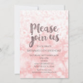ピーチピンクスパークルグラマーバースデーパーティー招待状 招待状 (正面)