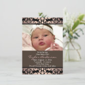 ピーチピンクダマスク写真誕生のお知らせ 案内状 (スタンド正面)