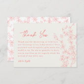 ピーチピンクチノイスリーベビーシャワーサンキューカード サンキューカード (正面/裏面)
