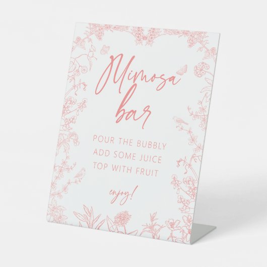 ピーチピンクチノイスリーミモザバーブライダルシャワー 台座サイン (正面)