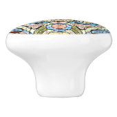 ピーチピンクティール(緑がかった色)ブルーオークレブラウンエスニック族アート セラミックノブ (側面)