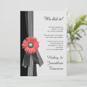 ピーチピンクデイジー白黒ダマスク披露宴のみ 招待状 (スタンド正面)