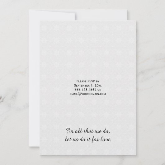 ピーチピンクデイジー白黒ダマスク披露宴のみ 招待状 (裏面)