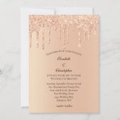 ピーチピンクドリッピンググリッターグラムきらきら光るズ結婚ズ 招待状 (正面)