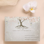 ピーチピンクハートリーフウェディングRSVP 出欠カード