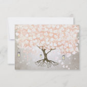 ピーチピンクハートリーフウェディングRSVP 出欠カード (裏面)