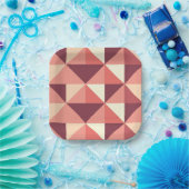 ピーチピンクパープルトライアングルジオメトリックパーティー ペーパープレート (パーティー)