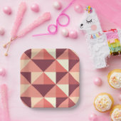 ピーチピンクパープルトライアングルジオメトリックパーティー ペーパープレート (パーティー)