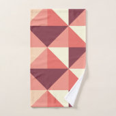 ピーチピンクパープル三角形ジオメトリック バスタオルセット (ハンドタオル)