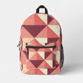 ピーチピンクパープル三角形ジオメトリック プリントバックパック (正面)