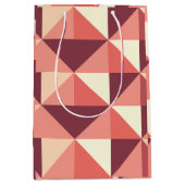 ピーチピンクパープル三角形ジオメトリック ミディアムペーパーバッグ (正面)