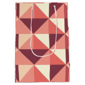 ピーチピンクパープル三角形ジオメトリック ミディアムペーパーバッグ (裏面)