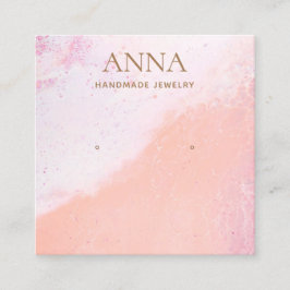 ピーチピンクビーチスタッドイヤリングジュエリー表示 スクエア名刺