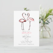 ピーチピンクフラミンゴスフラミンゴブライダルシャワー 招待状 (スタンド正面)